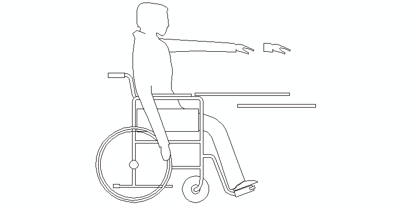 Alcance manual horizontal da cadeira de rodas